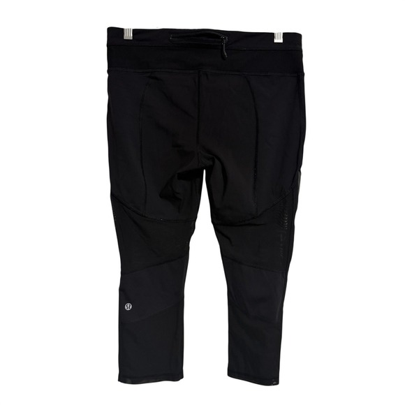 Lululemon Black Mesh Panel Crop Leggings Pants Womens Size 8 - Picture 4 of 8